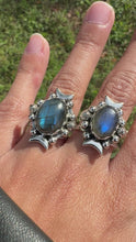 Load and play video in Gallery viewer, Triple Moon Goddess Labradorite rings
