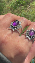Load and play video in Gallery viewer, Triple Moon Goddess amethyst rings

