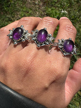 Load image into Gallery viewer, Triple Moon Goddess amethyst rings
