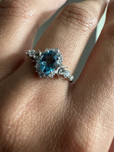 Load image into Gallery viewer, Blue Topaz triple moon goddess ring
